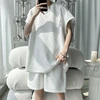 New Men Streetwear Korean Fashion Suits Tshirts Outfit Shorts 2 Piece Set Tracksuits Suit Alt Outfits Tracksuit Clothing XXXXXL 3