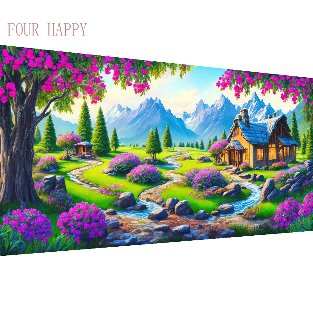 

Алмазная живопись 5D «сделай сам», большая вышивка крестиком, настенная живопись, полноформатная круглая вышивка для домашнего декора с мультяшными животными