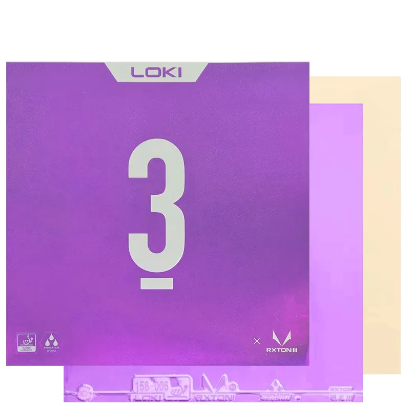 LOKI RXTON 3-Farben-Tischtennisgummi, klebriges Ping-Pong-Gummi, blau, rosa, grün, lila, Blatt mit Kunlun-Schwamm – Detail 2