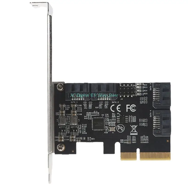 E74D PCIe 3.0-Karte 4-Port-SATA-Controller-Erweiterungskarte mit Low-Profile-Halterung für Desktop-PC-Unterstützung für 10/ – Detail 1