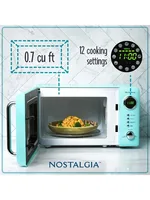 *Retro desktop microwave oven -0.7 cubic feet -700 watts, with LED digital display screen - child lock - easy to clean interior 2