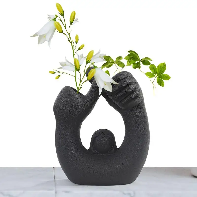 

Ceramic Vase Girl Hand Shaped Flower Container Artware Face Vase Sculpture Decoration Tools For Home Human Body Art Vase