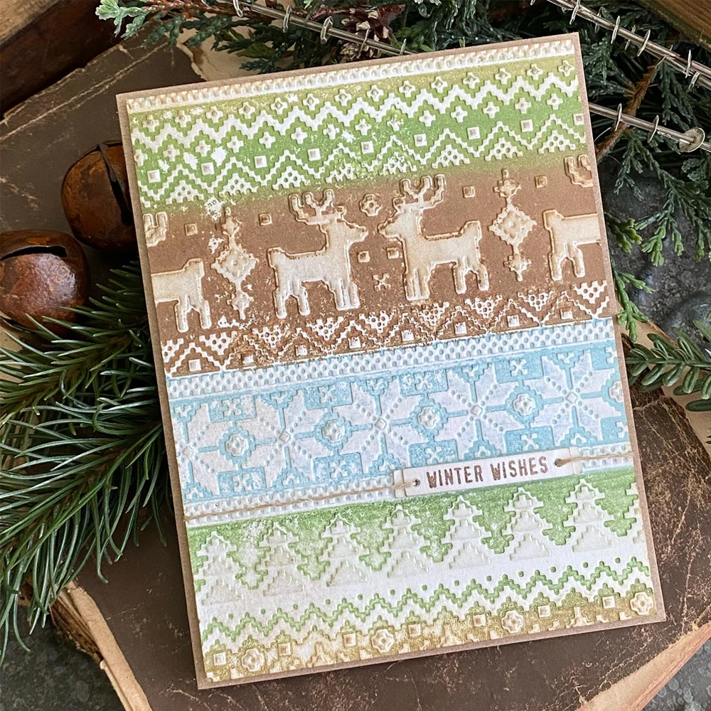 3D Embossing Folder Reindeer Poinsettia Tree Trunk Repitition Doodle Pattern for DIY Scrapbooking Adding Texture Paper Craft