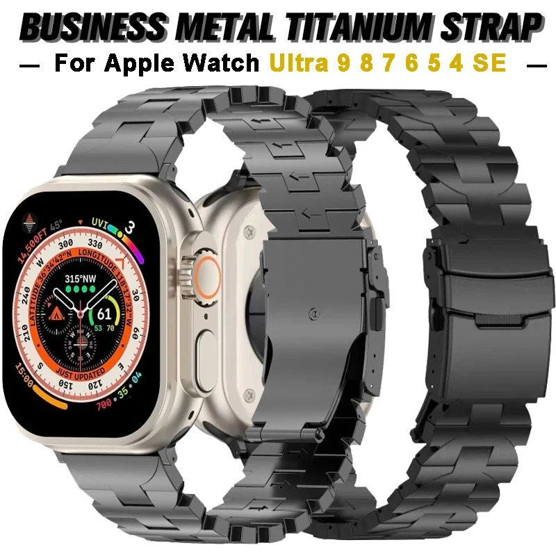 

Ремешок титановый для Apple Watch Band Ultra 2, металлический браслет для iWatch Series 9 8 7 6 5 4 SE, 49 мм 41 мм 45 мм, 40 мм 44 мм