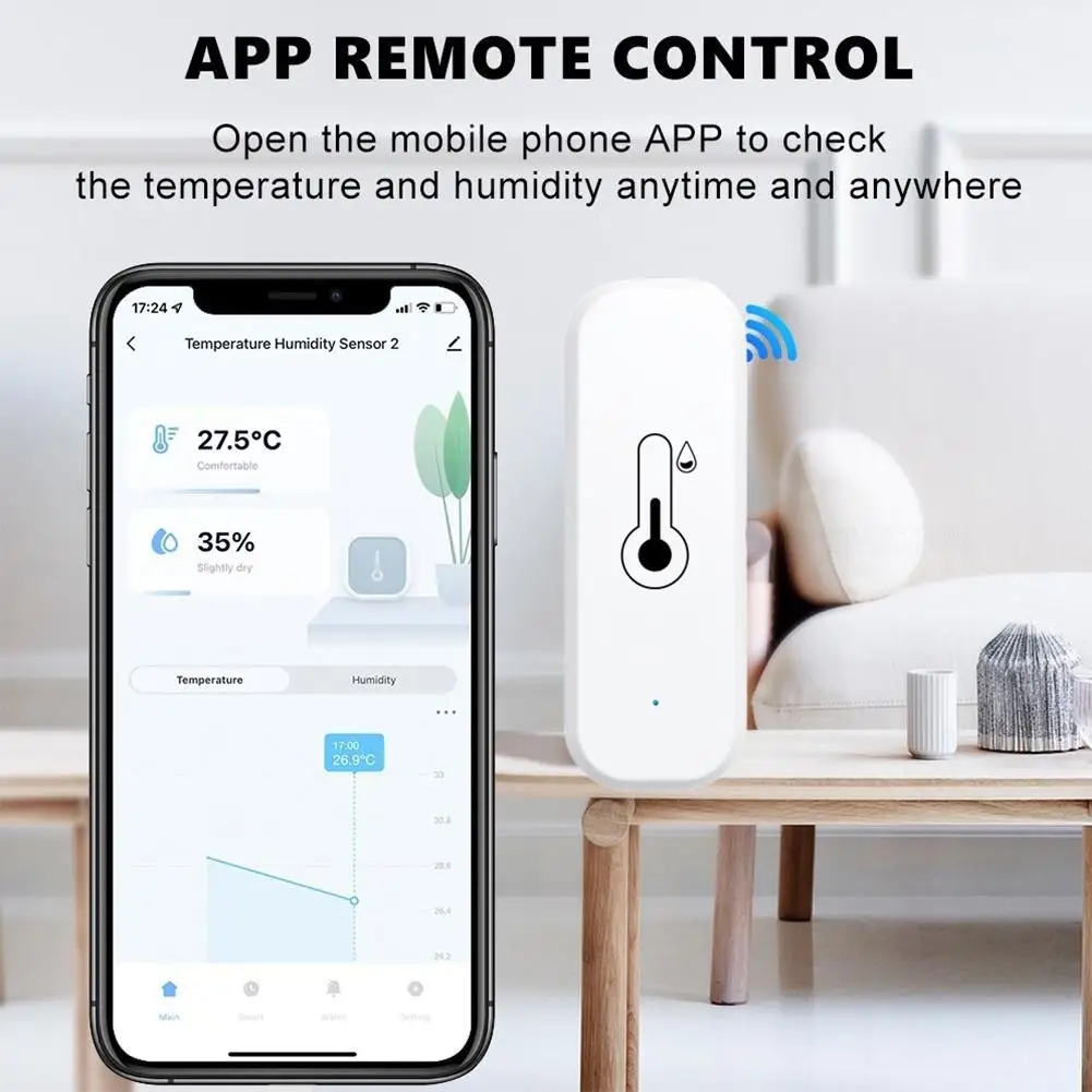 

For Zigbee WiFi Smart Temperature Humidity Sensor Indoor Hygrometer APP Remote Monitor Var Smart Life Works With Alexa