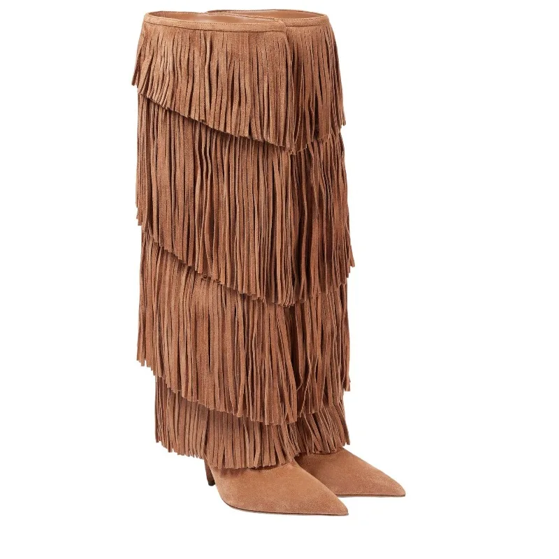 Sarah Retro Tassels Knee-High Boot