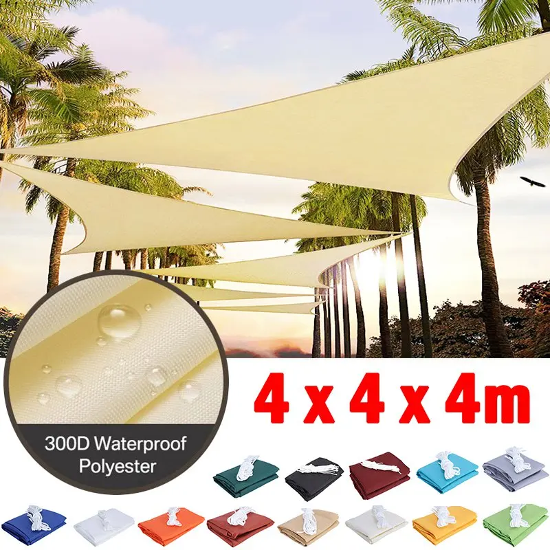 

4x4x4m Triangle Waterproof Sun Shade Sail Outdoor Beach Camping Awning Garden Terrace Pool Sun Canopy Car Sunshade Cloth