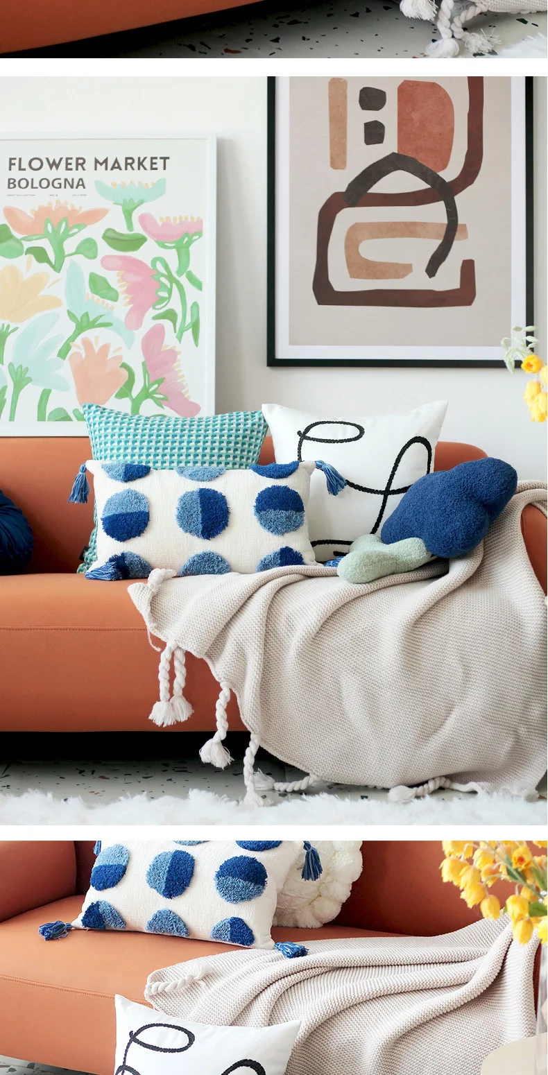 Nordische moderne Luxus-Kissenbezüge, minimalistische Gänseblümchen-Blumen-Dekokissenhüllen für Wohnzimmer, Schlafzimmer, Heimdekoration – Detail 5