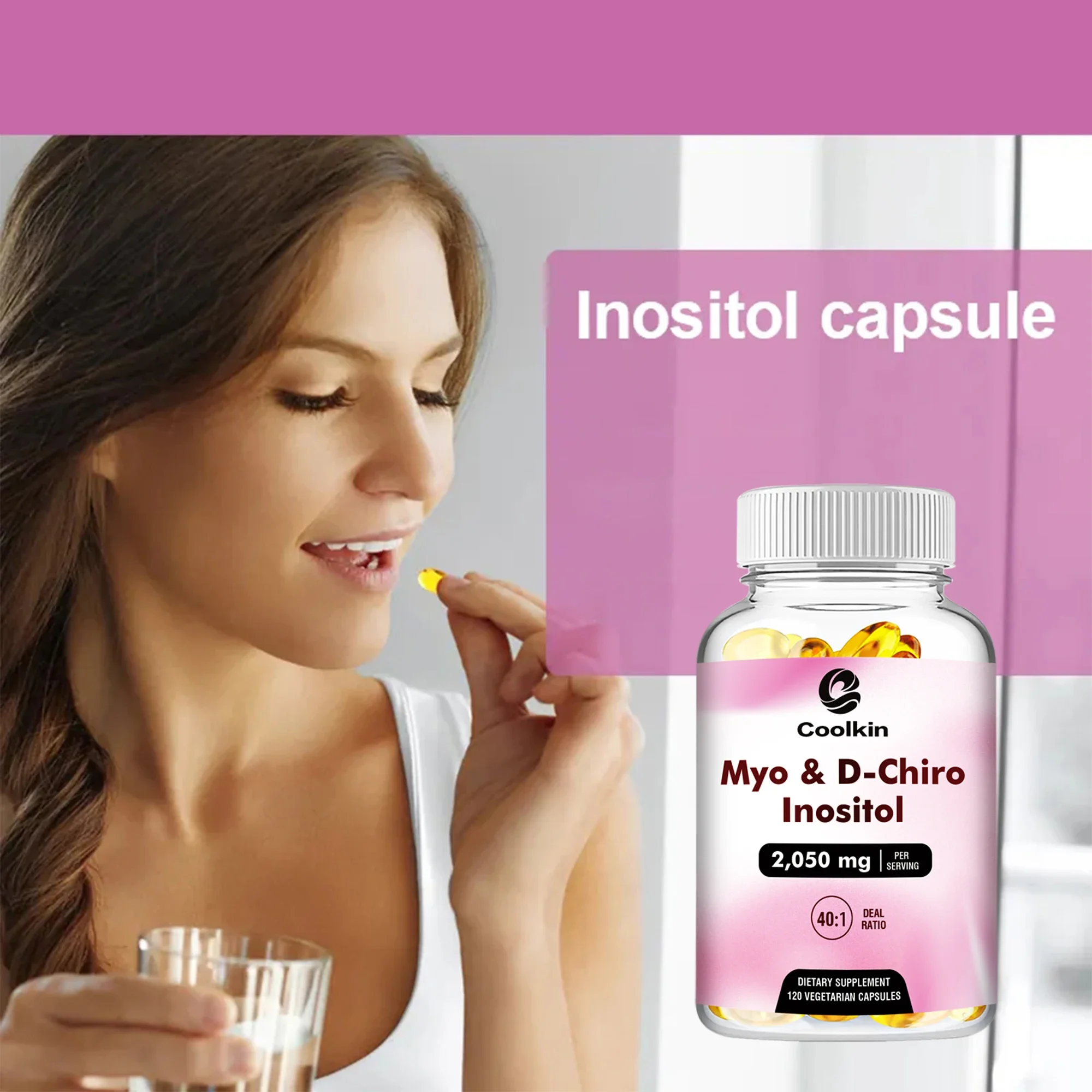 Myo & D-Chiro Inositol Capsules Fertility Supplements for Women Supports Ovarian Function Hormone Balance 120 Capsules