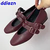 Big Size Fashion Buckle Strap Ladies Flats Mary Janes Shoes Luxury Female Round Toe Footwear Shallow Women Flats With Shoes 2