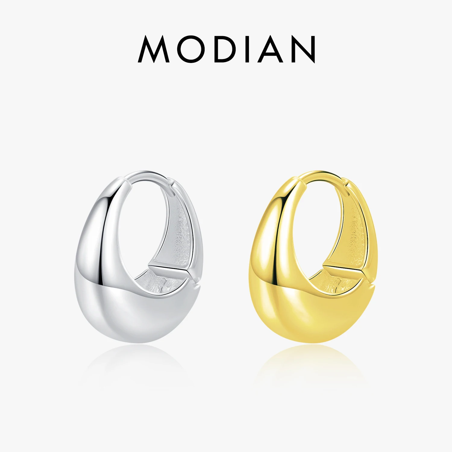 

MODIAN 925 Sterling Silver Geometric Smooth Sparkling Luxury Hoop Earrings Party Holiday Ear Buckles For Women Fine Jewelry Gift