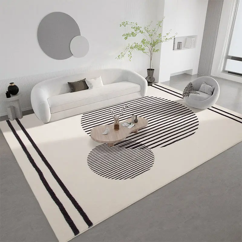 

Modern Minimalist Living Room Decorative Rug Nordic Abstract Line Art Home Illusion Large Area Bedroom Fluffy Thick Soft Carpet