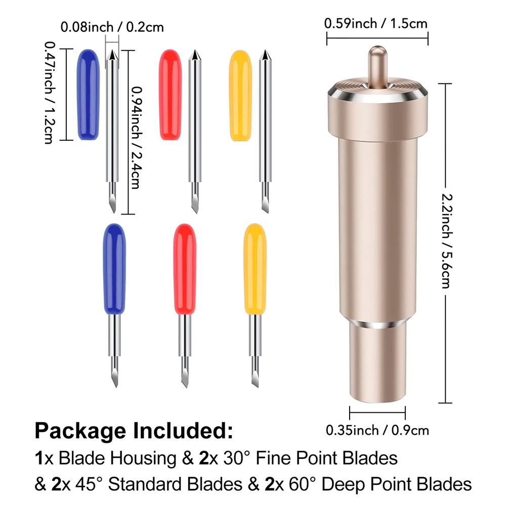 Cricut Precision Cutting Blades with Sturdy Housing - 30/45/60 Degree Options