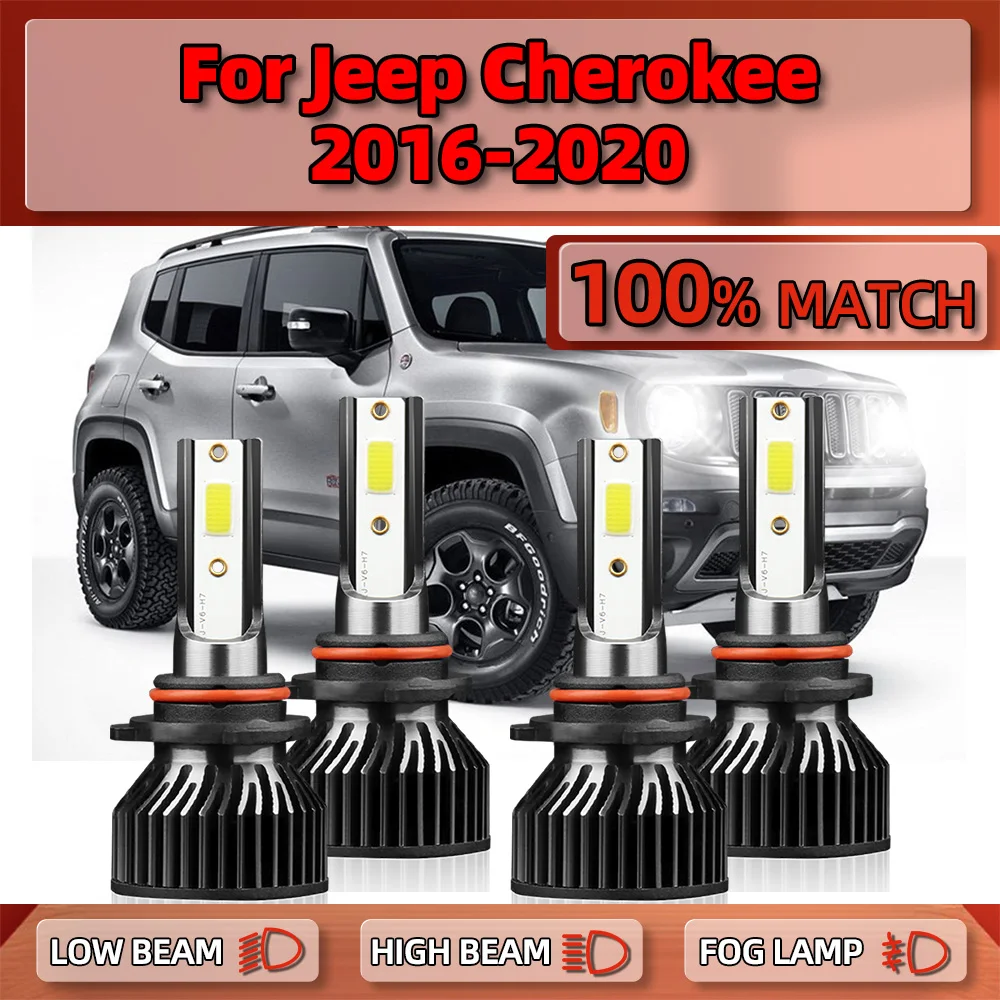 

240W Canbus LED Headlight Bulbs 6000K White Turbo Auto Lamps 40000LM High Low Beam For Jeep Cherokee 2016 2017 2018 2019 2020