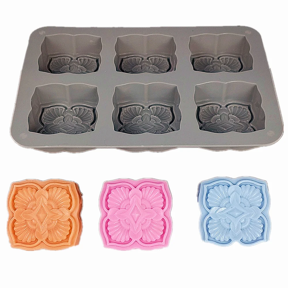 6-Cavity European Retro Floral Handmade Soap Mold DIY Chocolate Biscuit Mousse Cake Making Tool Aromatherapy Soap Candle Molds