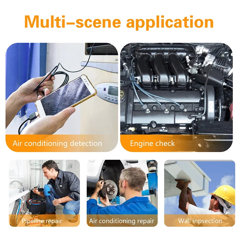 Endoscope Camera HD endoscope 5.5mm 1m/2m IP67 waterproof support OTG&UVC smart phone cord Mini USB endoscope suitable for automobile pipeline