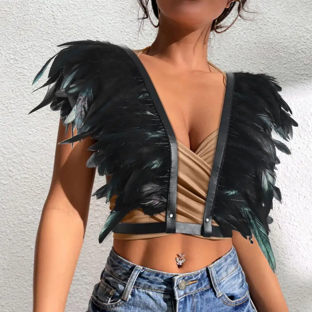 Women's Feather Nightclub Tank Top Gothic Punk Sexy Camis Burning Man Festival