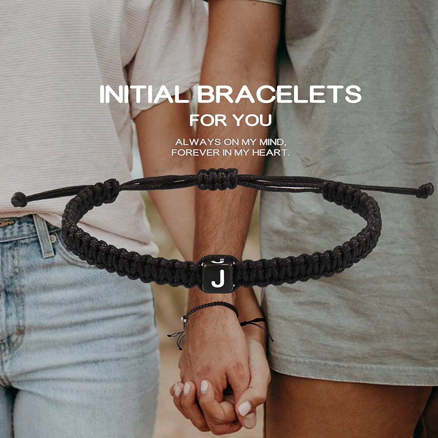 Braided Rope Bracelet 26 Letter Initial Bracelets for Women Teen Girls Woven Rope Braided Graduation Mother's Day Gifts for Her Adjustable A-Z Jewelry