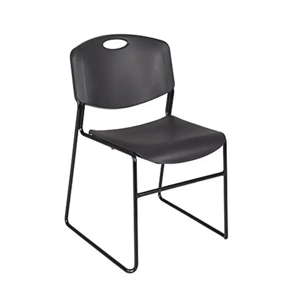 Maple Finish Round Breakroom Table Set with 4 Black Zeng Stack Chairs Thermal Fused Melamine Top X-Base Antimicrobial 124lbs 4
