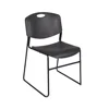 Maple Finish Round Breakroom Table Set with 4 Black Zeng Stack Chairs Thermal Fused Melamine Top X-Base Antimicrobial 124lbs 4