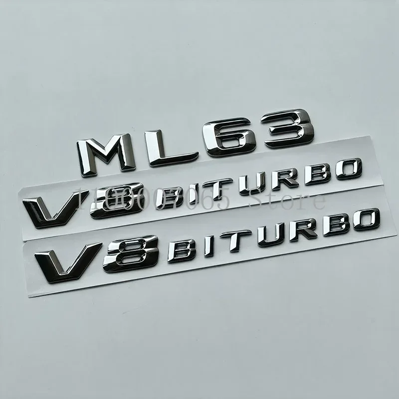 2015 Chrome Sharp 3D Letters Ml63 V8 Biturbo Top Abs Emblem Per Mercedes Benz Amg Car Side Fender Trunk Targhetta Logo Sticker