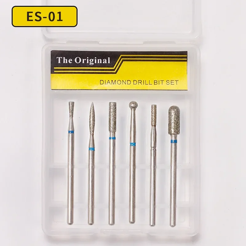 Nail Drill Bits 6Pcs Cone Tip Diamond Electric Cuticle Clean Rotary Manicure Pedicure Grinding Head Sander Tool