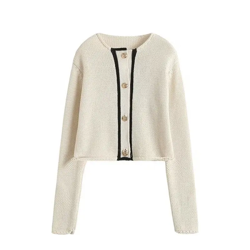 

Women's 2023 Fashion Is Decorated With Exquisite Button Stitching Design Cardigan Sweater Retro Long-sleeved Coat Chic Top.