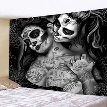  Skull Tapestry Hanging Hippie Psychedelic Manda Starry Sky Tapestry For Living Room Bedroom Witchcraft Decoration Wall Carpet 