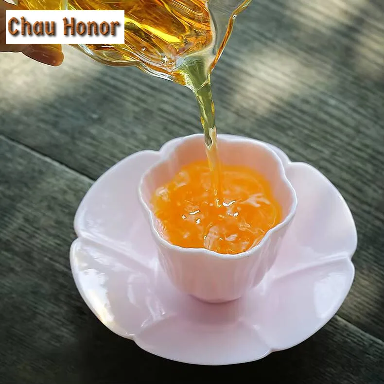 4pc/set Boutique Jade Mud Cherry Blossom Powder Teacup Tea Bowl Set of Cups Tea-tasting Smelling Cup Jianzhan Master Cups Teaset