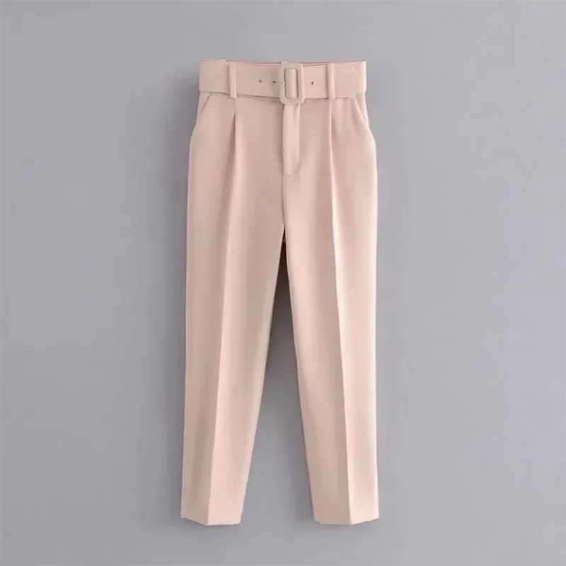 

Casual High Waist Harem Pants Autumn Slim Belt Loose Trouser Fashion Loose Office Lady Suit Pants Elegant Clothes Pantalon 27980