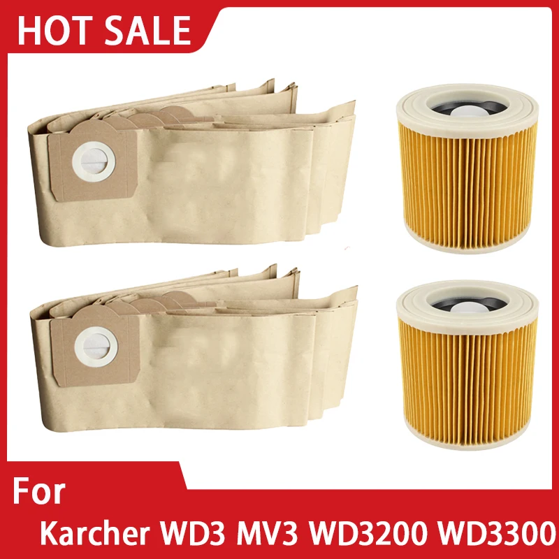 Фото Пылесборники для пылесоса Karcher WD3 MV3 WD3200 WD3300 A2204 A2656 Rowenta RB88 RU100 RU101Filter №1