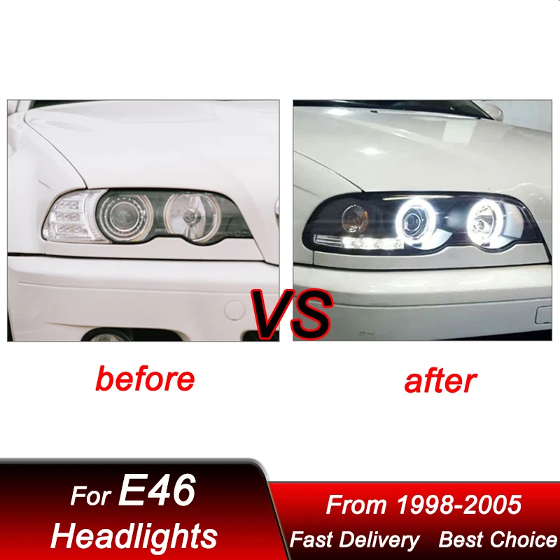 Pareja De Faros Delanteros Halógenos Para BMW E46 Serie 3 2001-2005 - Con Regulación Electrónica (LWR)