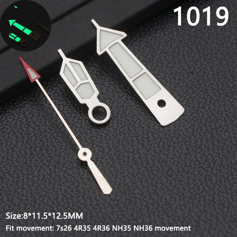 Green Luminous Watch Hands - Black Finish