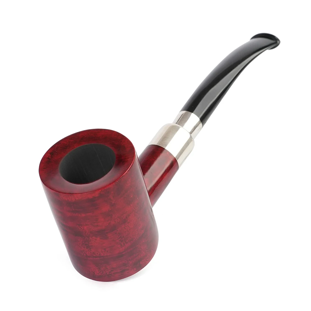 

Handmade briar tobacco pipe hammer pipe double silver ring design military plug 3mm pipe channel vulcanize rubber pipe mouth