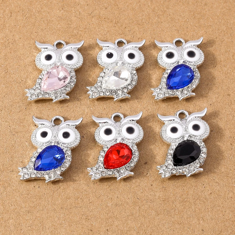 10 Stück niedliche Tier-Charms, Kristall-Eulen-Anhänger für Schmuckherstellung, DIY-Halskette, Ohrringe, Armband, Zubehör, Zubehör – Detail 13