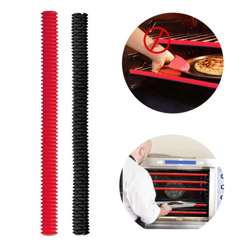 1pc Silicone Threaded Heat Resistant Oven Rack Edge Protector Guard Cover Microwave Oven Anti-Hot Bar Kitchen Baking Accessories