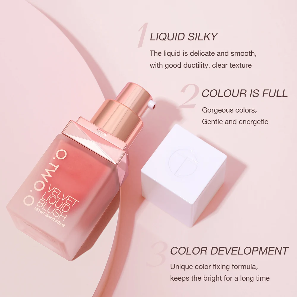 O.TWO.O Liquid Blusher 4 Colors Rose Pink Blush Long Lasting Natural Cheek Face Makeup Powder Blusher Facial Blusher For Women Cosmetics
