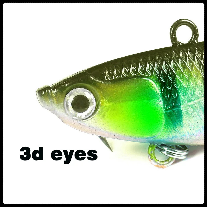 TAKEDO TK166 Weicher PVC-Köder VIB Metall-Jigkopf Fischköder für Barsch-Angeln mit Dreifachhaken, sinkender weicher Jig-Köder – Detail 18