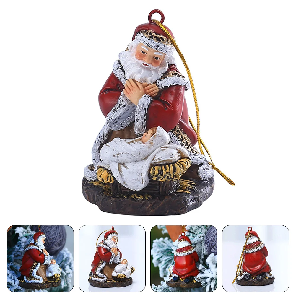 

Resin Santa Claus Figure Mini Hugging Baby Statue Christmas Tree Hanging Pendant Christmas Party Decoration