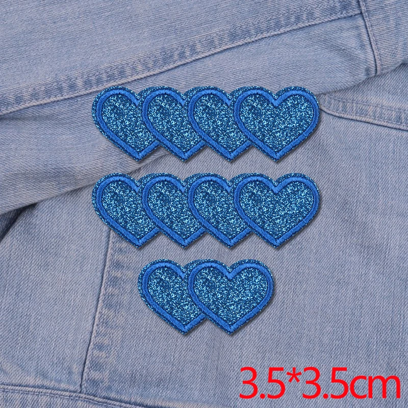 10 Stück bunte Glitzer-Liebesherzen, fünfzackige Sterne, bestickte Aufnäher für Röcke, Jeans, zum Aufbügeln oder Annähen, Dekoration für Kleidung, DIY – Detail 37