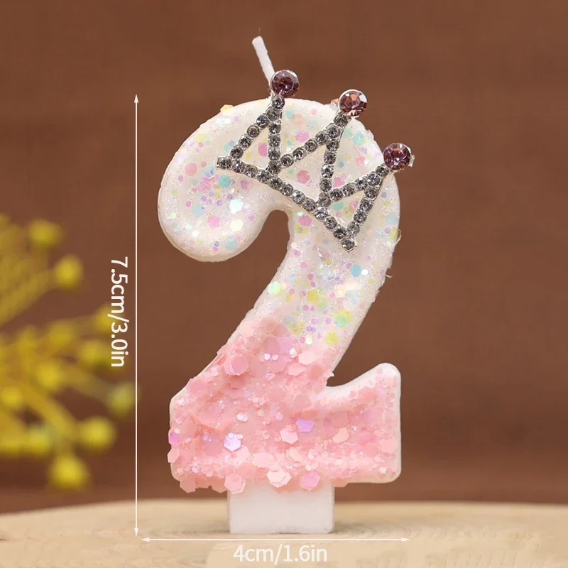 Pink Crown Birthday Candle - Adorable Number Candle for Cake Topper Celebrations
