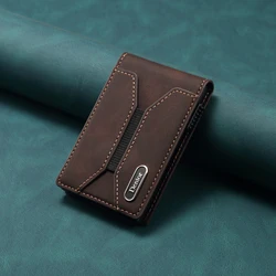 Denior MagSafe Magnetic Leather Card Holder Wallet with Automatic Pop - Up Function, Holds 6 - 10 Credit Cards (Brown)