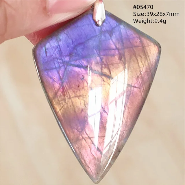 Pendentif en Labrumen Bleu Clair Naturel pour Femme et Homme, Collier de Perles Rectangulaires, Grand Flash, 69x56x10mm, Uto, AA 1