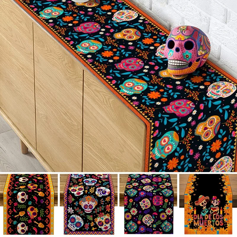 Day of The Dead Table Decoration Accessories Home Table Runner Hallowen Tablecloth Ghost Party Decor Accessories Dia De Muertos 1