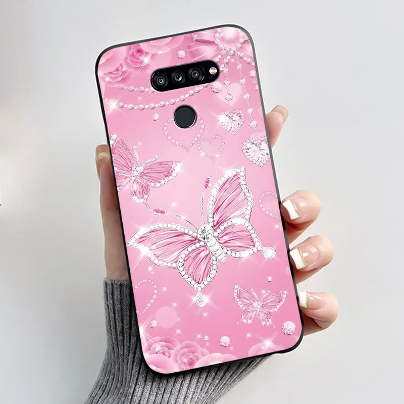 Fashionable Black Silicone Bumper Cover with Butterfly Flower Design - Soft Phone Case