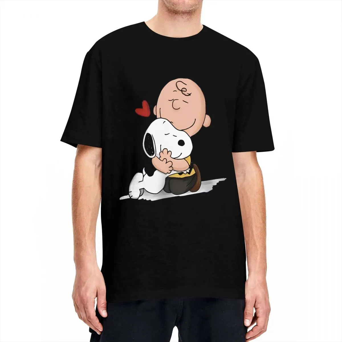 thumbnail image 1 of Camiseta de dibujos animados de Charlie Brown y Snoopy con forma de corazón de Peanuts, camisetas de manga corta, camisetas de algodón de cuello redondo de gran tamaño, 1 of 4