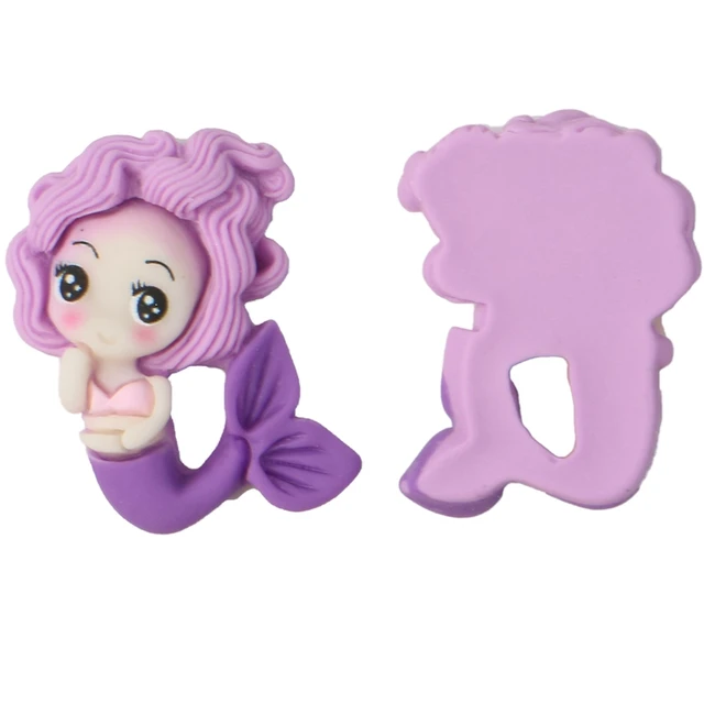 Aranyos Sellő Hercegnő Lapos Hátsó Gyanta Kabochonok Scrapbooking Diy Ékszer -Kézműves Dekorációs Kiegészítők 6Dcs -Hq02 - Image 3