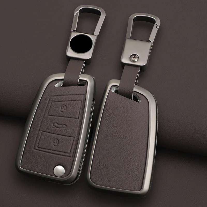 Legierung leder auto schlüssel etui abdeckung für vw volkswagen golf 7 mk7 tiguan mk2 für sitz ateca leon fr 2 ibiza skoda octavia kodiaq – Detail 16
