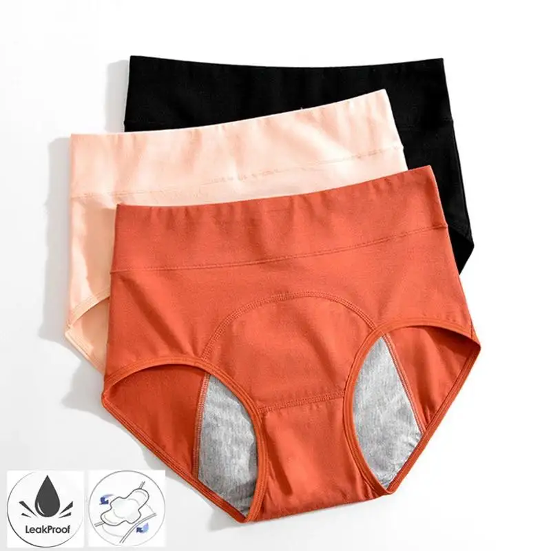 Cotton Panties for Menstruation High Waist Period Underwear Culotte Leak Proof