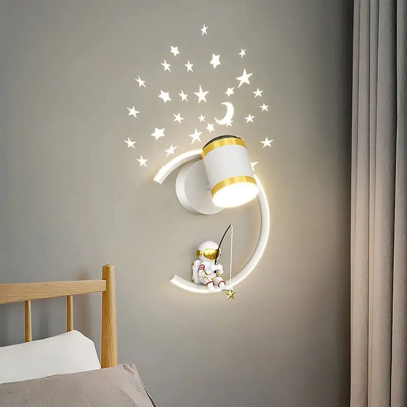 

Modern LED Wall Lamp Acrylic Astronaut Moon Reading Free Shipping Wall Light Lustre Baby Room Lampara Pared Home Accessories